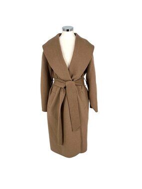 & Other Stories Shawl Collar Wool Blend Belted Coat Light Beige Size Large